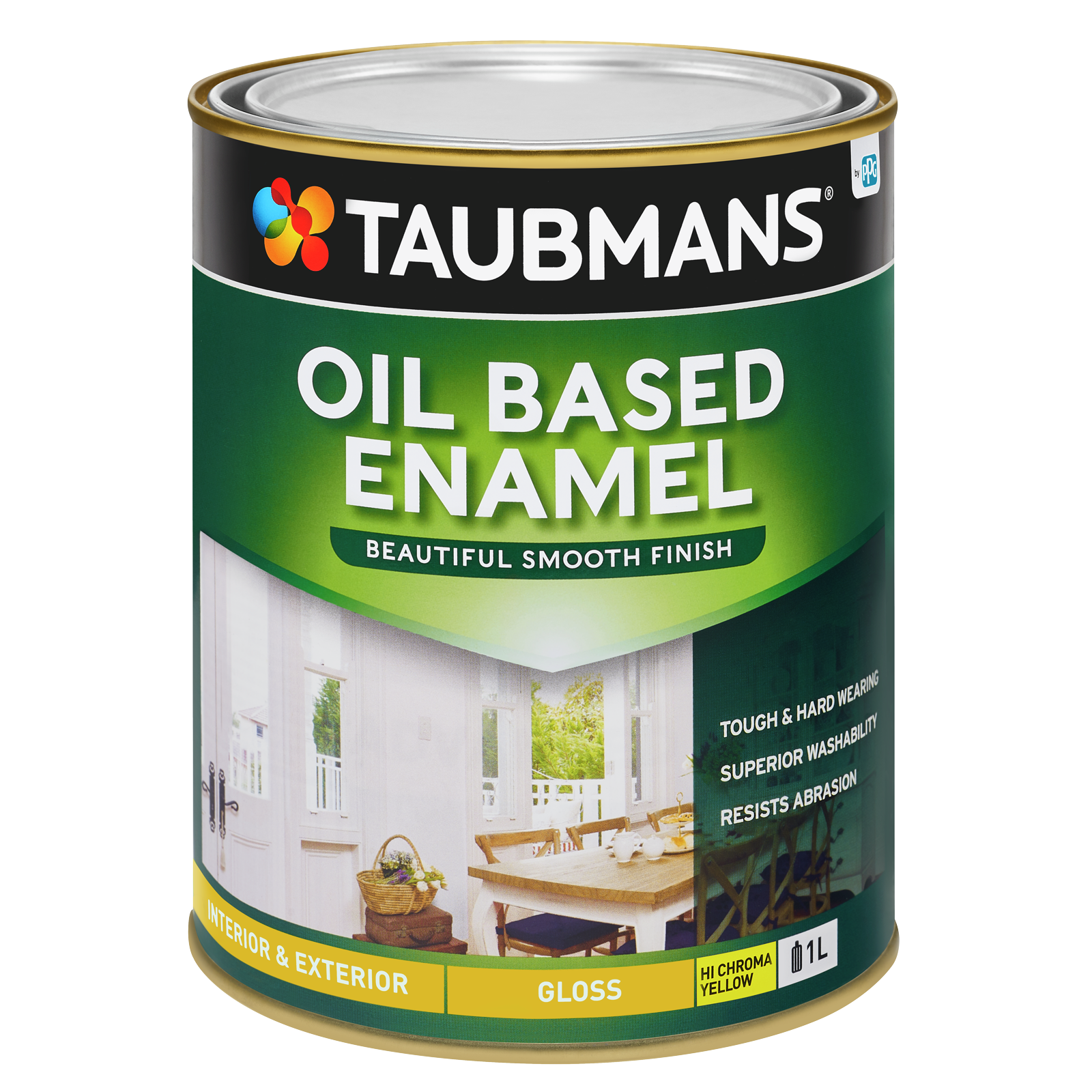 Taubmans 1L Hi C Yellow Gloss Oil Based Enamel Paint