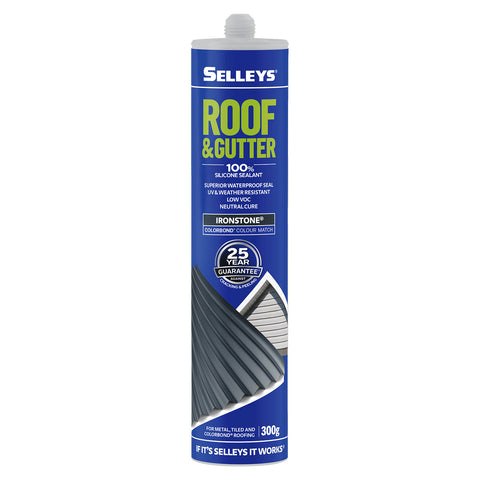Selleys Roof and Gutter Silicone Sealant Ironstone 300g - Waterproof, UV Resistant Silicone Polymer