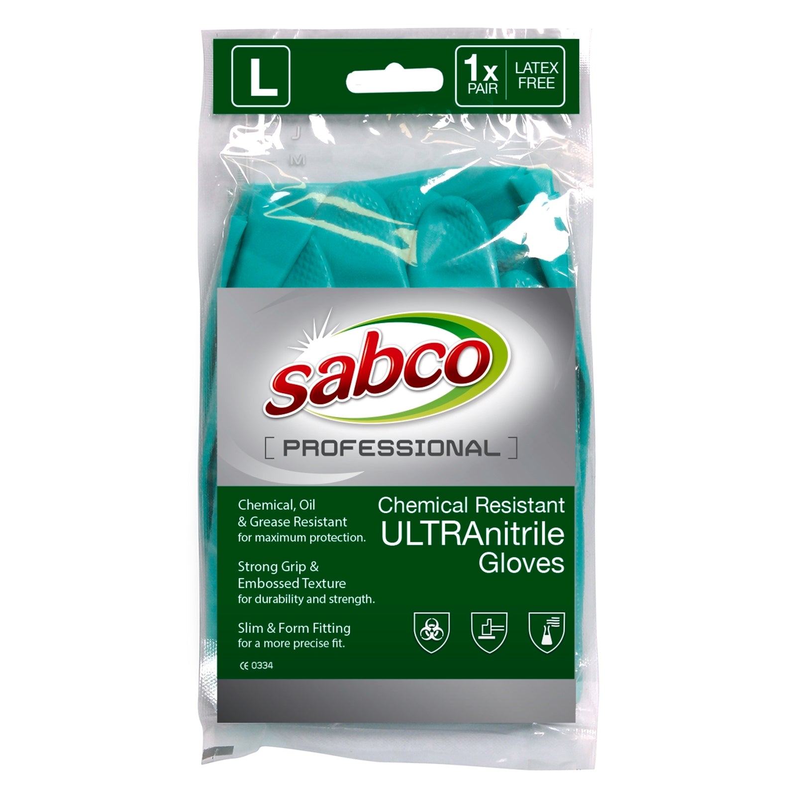 Sabco Professional Nitrile Chemical Resistant Gloves Large 1 Pair