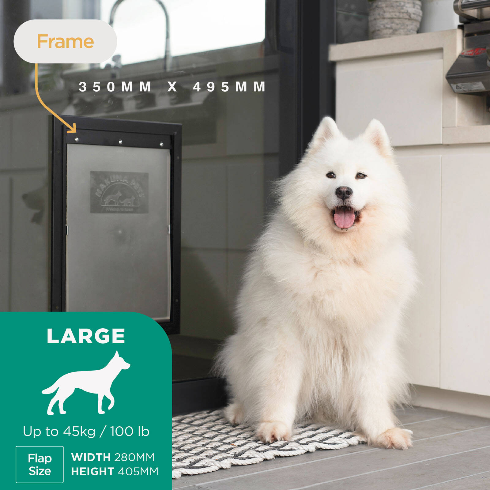 Hakuna Pets Large Black Deluxe Aluminium Pet Door