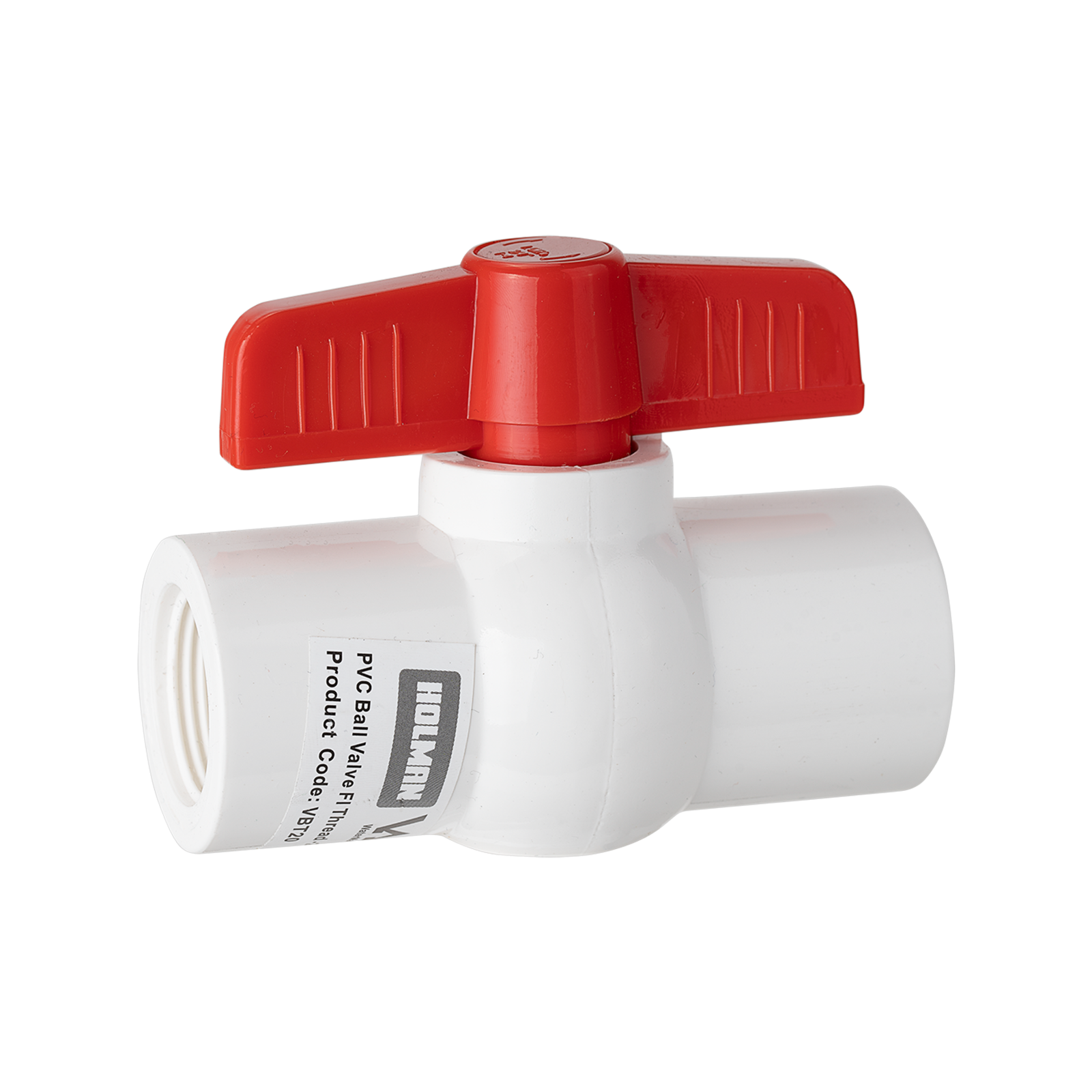 Holman 20mm PVC Pressure Ball Valve, ABS Plastic Flow Valve, White/Red