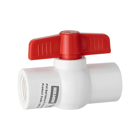 Holman 20mm PVC Pressure Ball Valve, ABS Plastic Flow Valve, White/Red