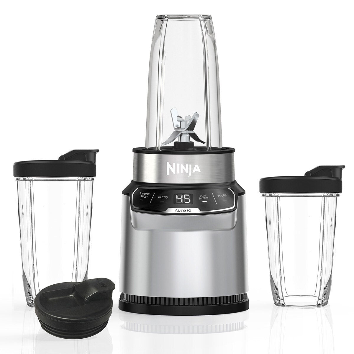 Ninja Nutri Blender Pro with Auto-iQ 1000W - Cloud Silver - Three Single-Serve Cups - BN500