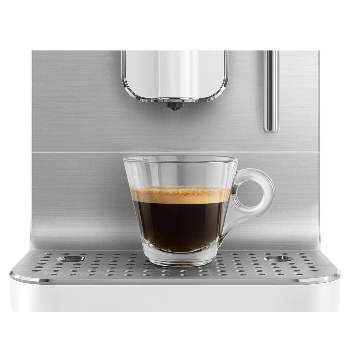 Smeg Coffee Machine with Steam - 19-Bar Pump, Stainless Steel Burrs, White - BCC12WHMAU