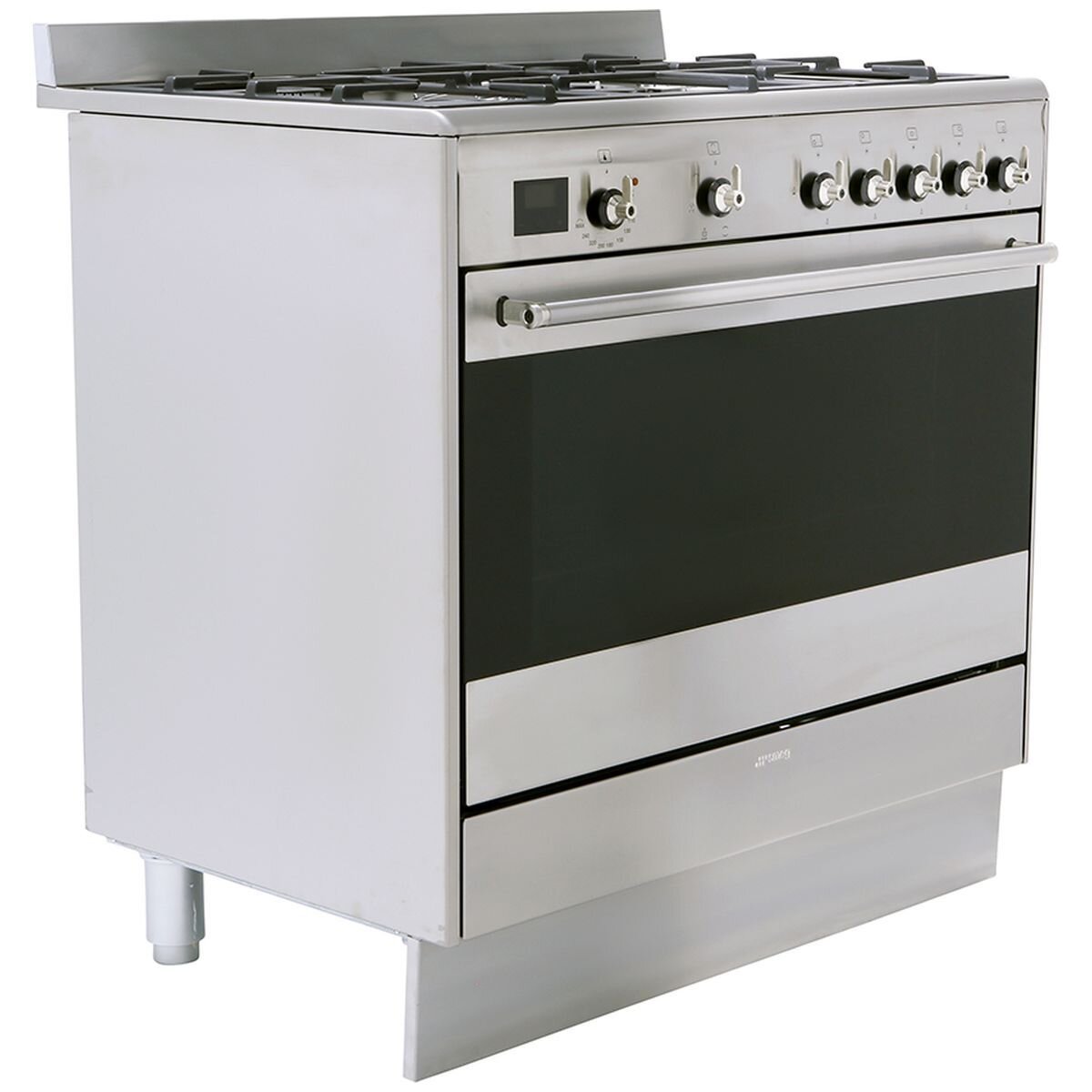 Smeg 90cm Classic Dual Fuel Freestanding Oven - Stainless Steel, Five Burners, Thermoseal - FS9606XS1