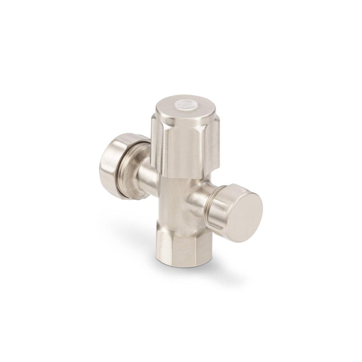 Brasshards 2 Way Under Sink Valve 20mm x 15mm Brushed Nickel Brass Lead Free