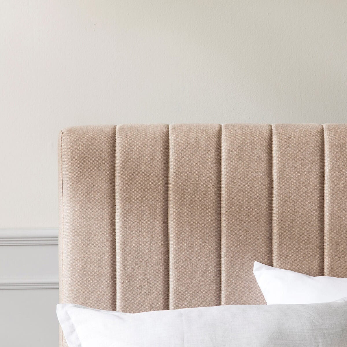 Zinus Double Upholstered Fabric Bed Base - Beige, Tall Headboard, No Box Spring Needed - AU-FHVP-D