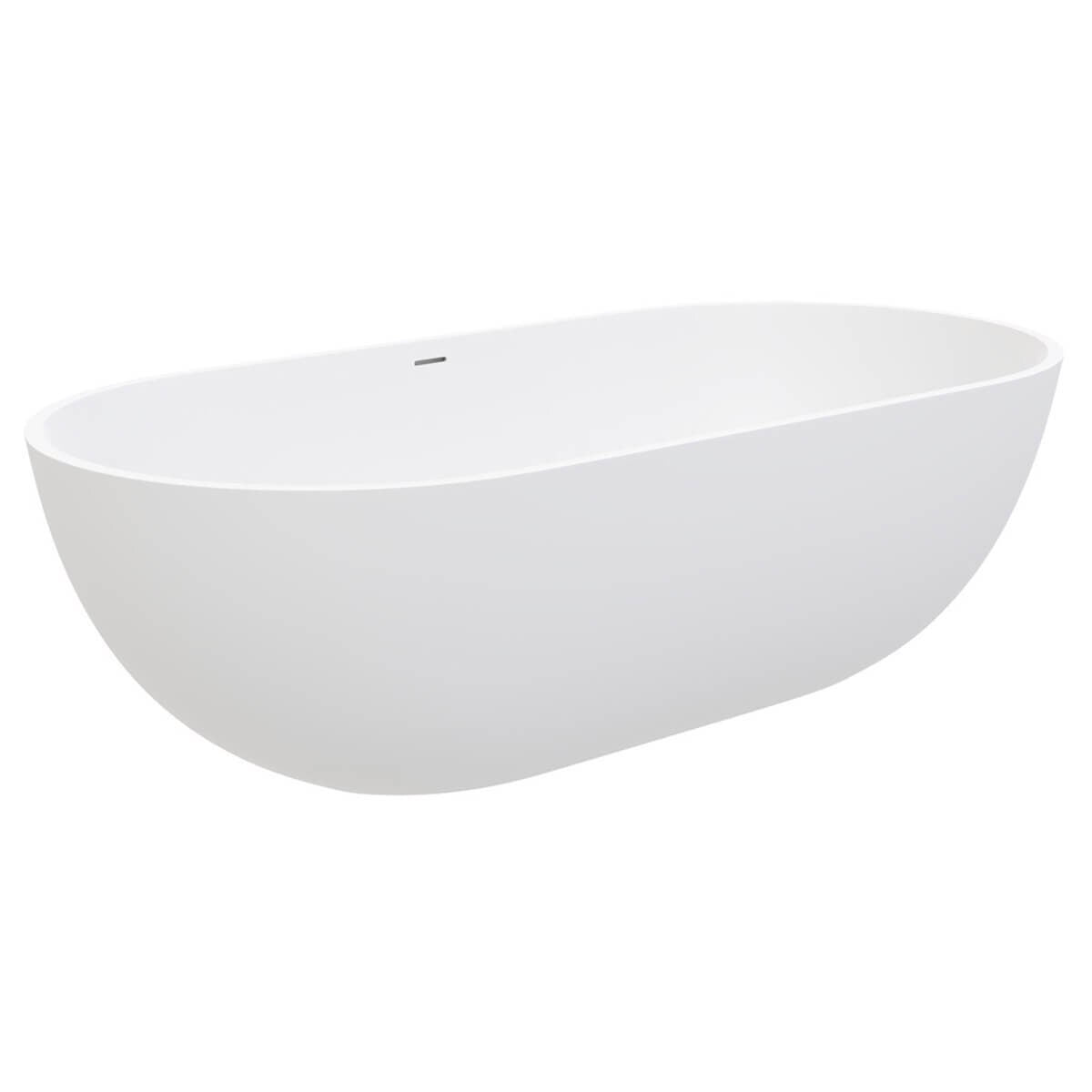 Fienza Nero 1780 Freestanding Oval Stone Bath - Matte White - With Overflow - ST12