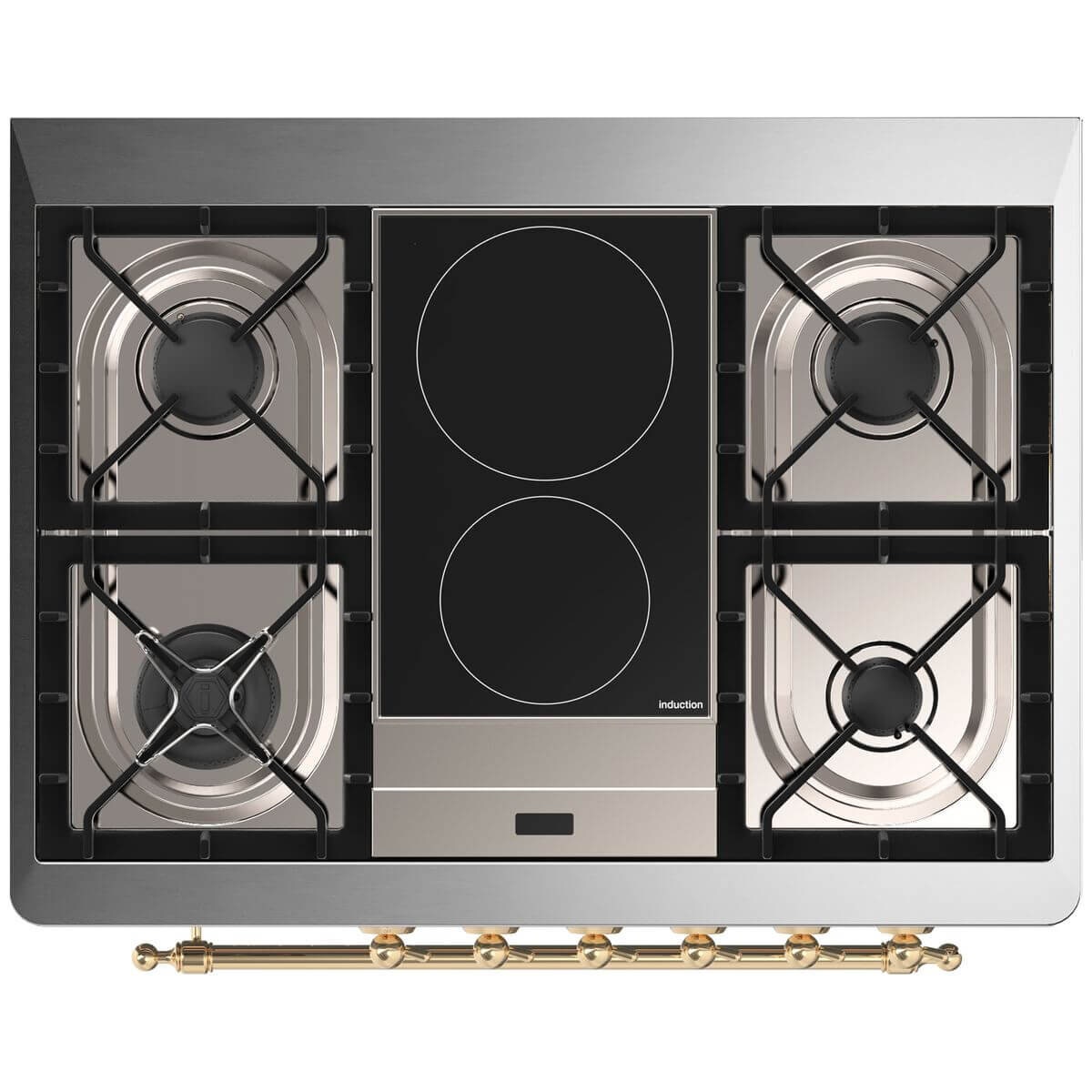 ILVE Majestic 90cm Freestanding Dual Fuel Oven - Touch Display, 16 Functions, Blue Grey Brass - M09IDNE3-BGG