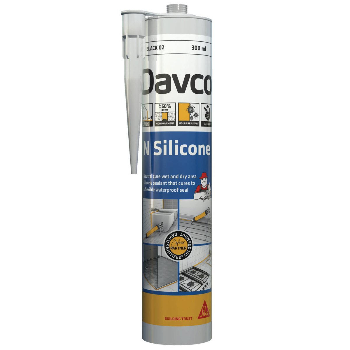 Sika Davco N Silicone Neutral Cure Black NO2 300ml