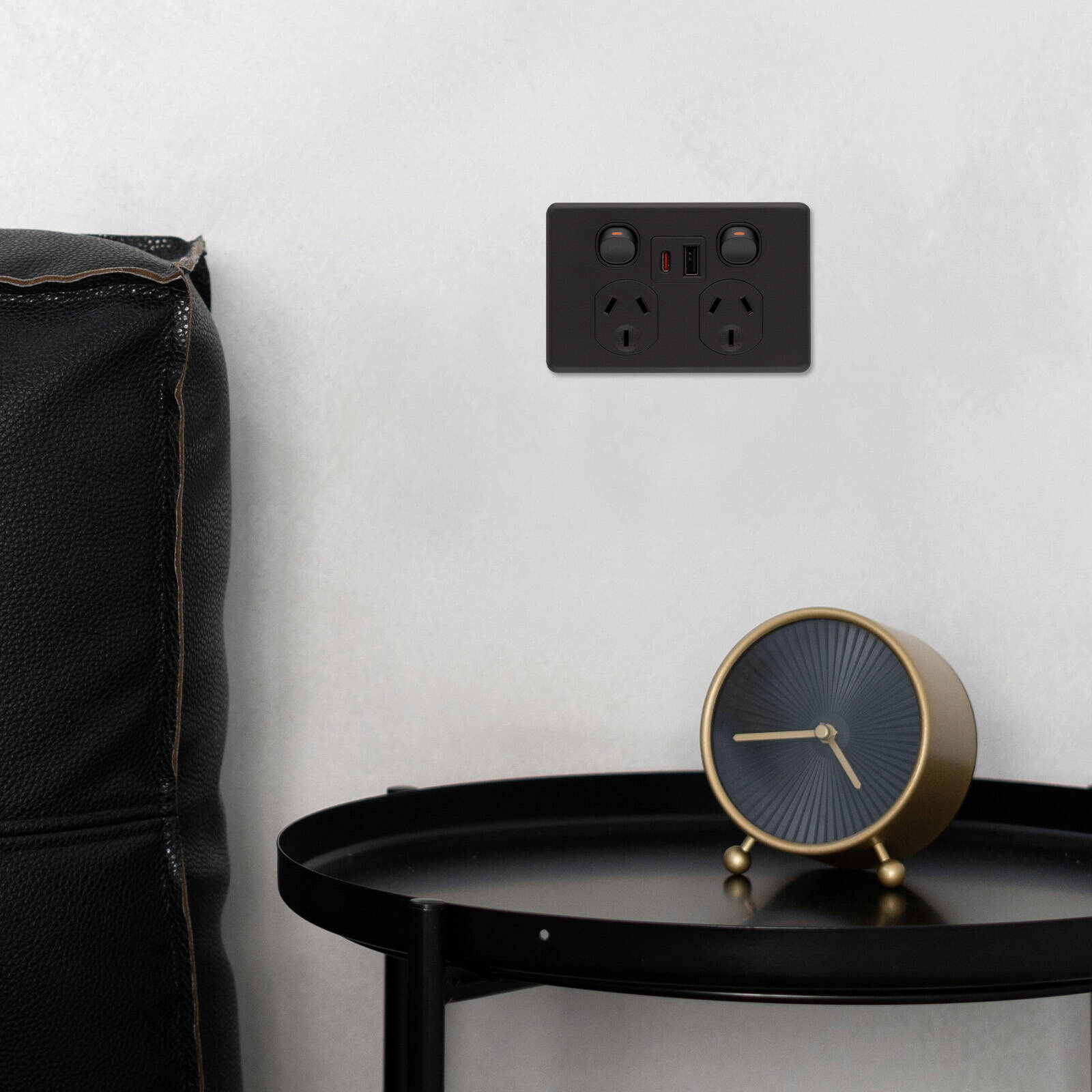 DETA X6 Double Power Point with USB-A & USB-C PD20W Fast Charging Matte Black Indoor