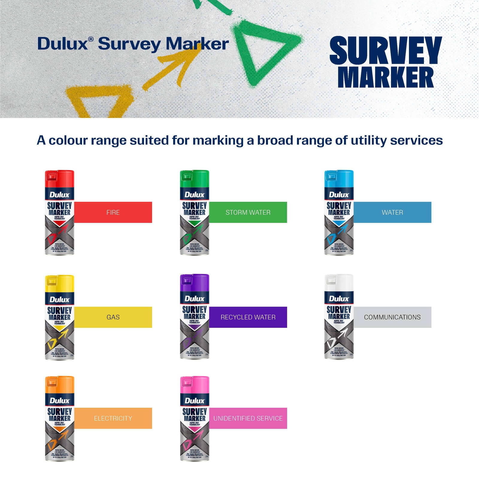 Dulux 350g Fluoro Orange Survey Marker Spray Paint - High Visibility
