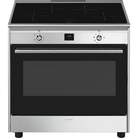 Smeg 90cm Freestanding Induction Oven - Stainless Steel, Four Zone Cooktop, Vapour Clean - CG90CIXT