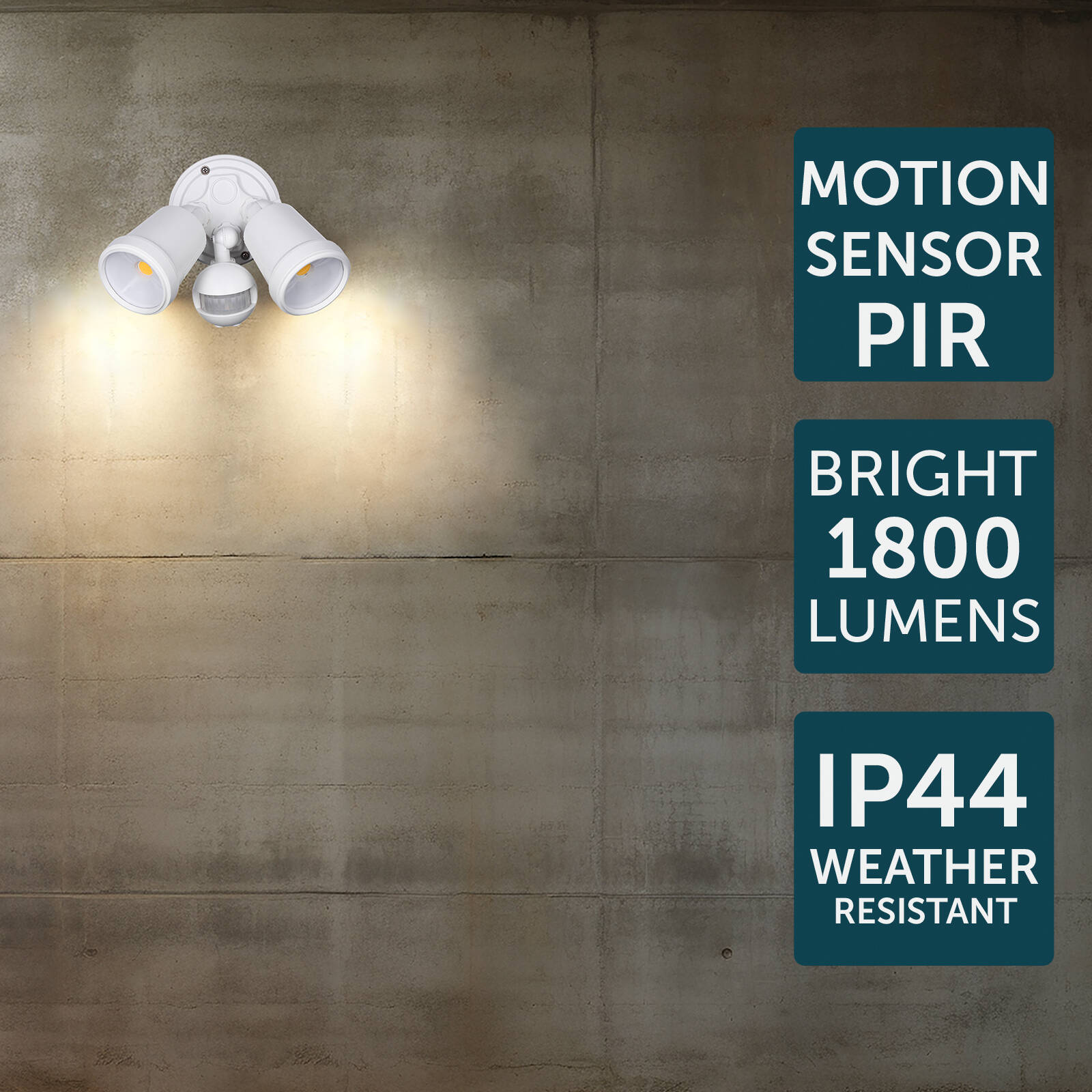 Brilliant Raptor III White Twin LED Security Light 20W Motion Sensor Outdoor 22605/05