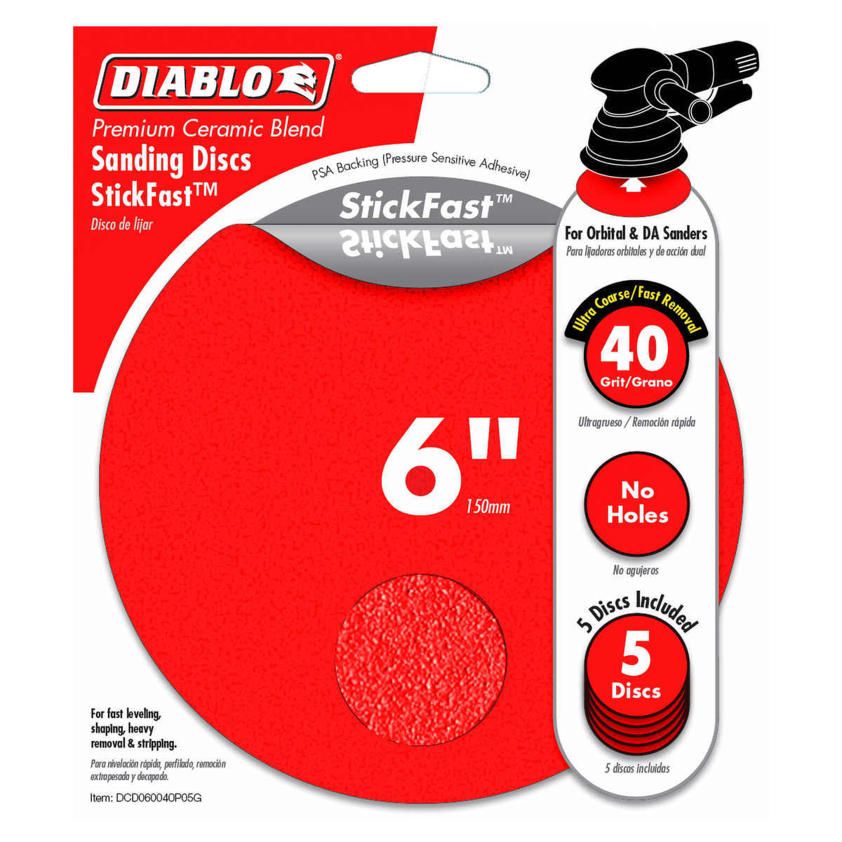 Diablo 150mm 40 Grit Abrasive Random Orbital Sheet 5 Pack - SuperSaverAU - view 1