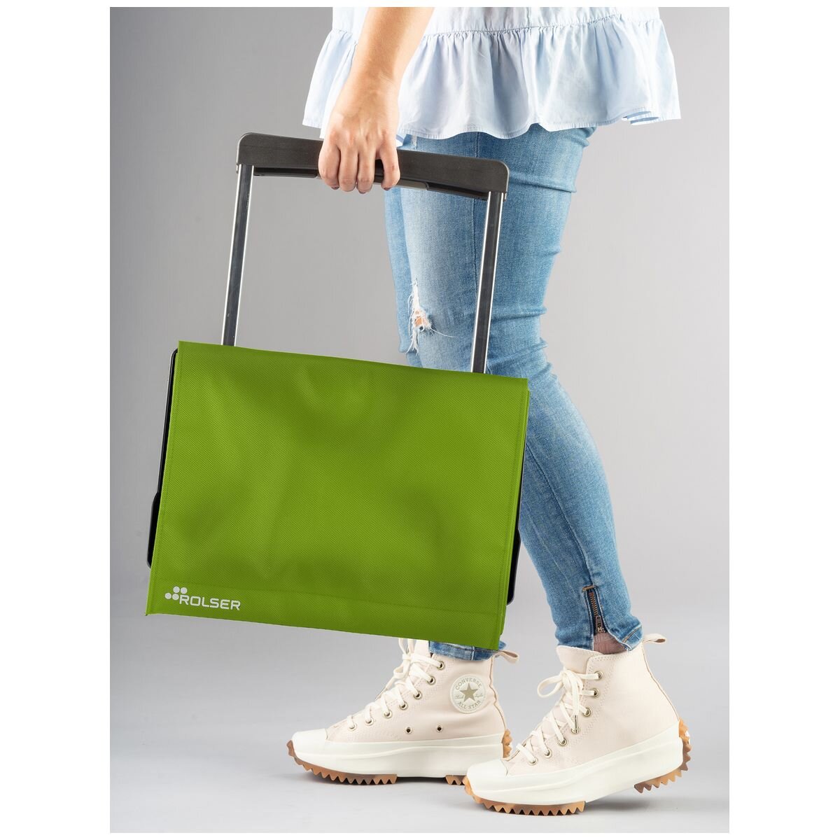 Rolser Plegamatic MF folding 2 wheel trolley - Lime green - Lightweight aluminium chassis - R-PLE001-1014