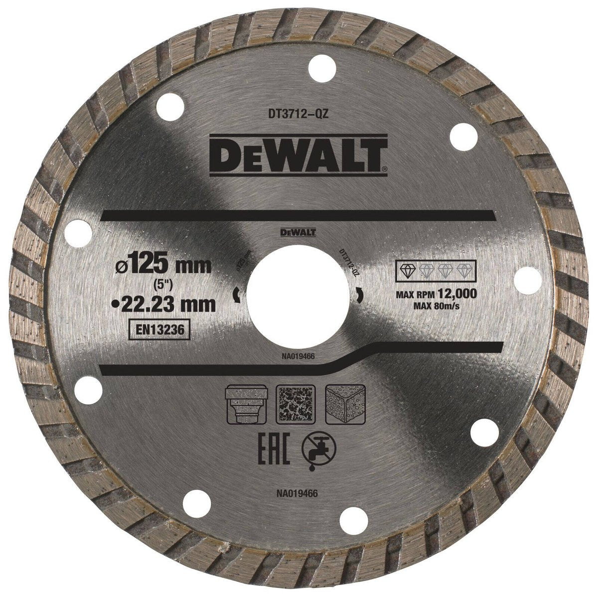 Dewalt Turbo Diamond Blade DT3712-QZ - 125mm - Fast Clean Cuts - SuperSaverAU - view 1