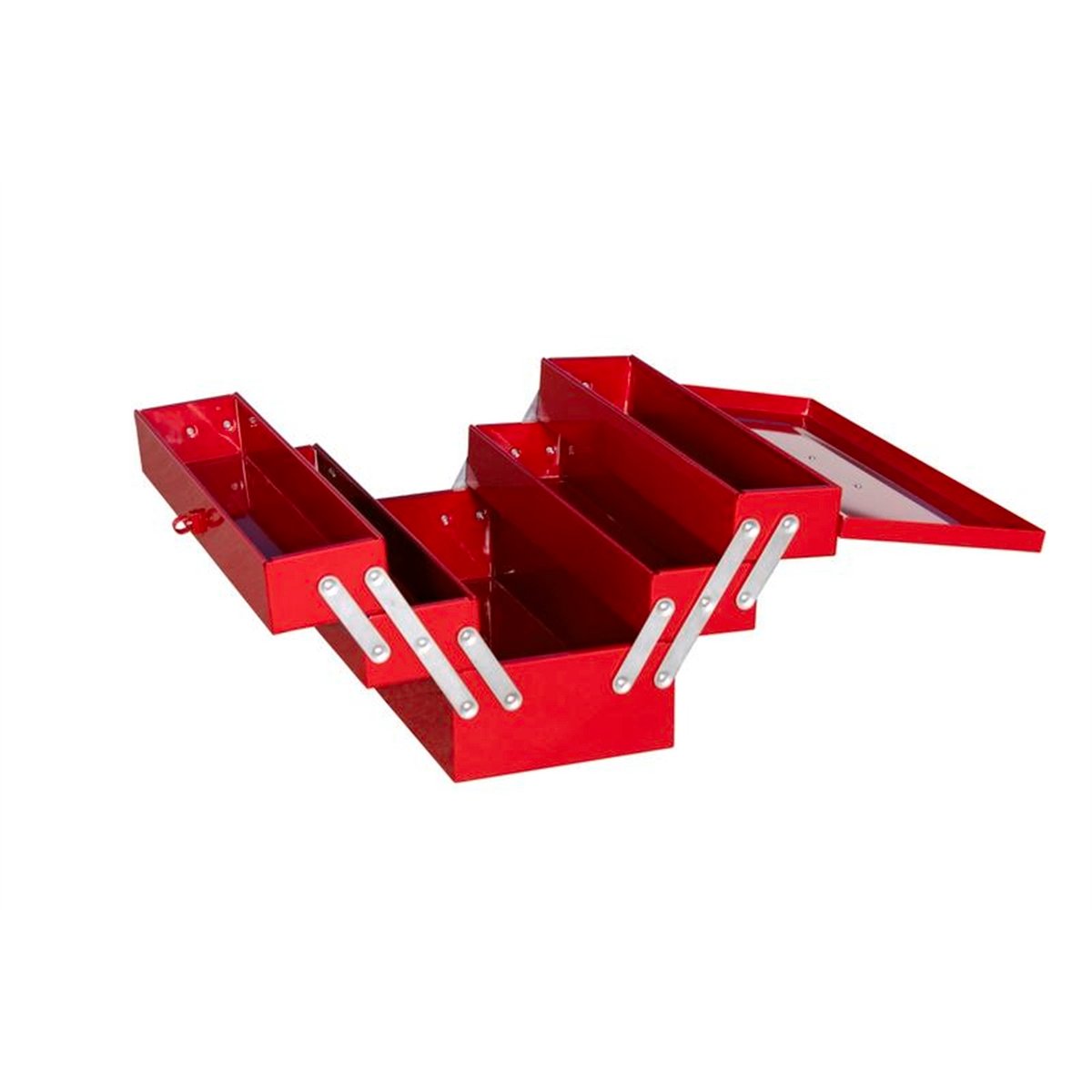 Craftright 460mm 5 Tray Powdercoated Metal Tool Box, Red, Lockable