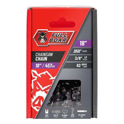 Full Boar 18 inch / 457mm Chainsaw Chain, 62 Drive Links 9.53mm Pitch