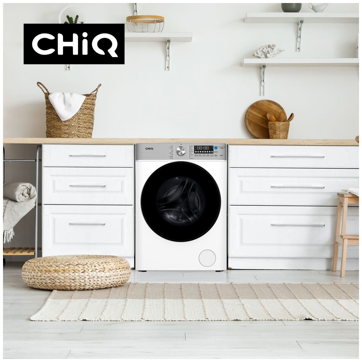 CHiQ 10kg Front Load Washing Machine - 1400rpm Spin, 20 Programs, Steam Wash, Smart Wash - WFL100PLSW