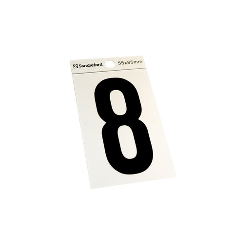Sandleford 85mm Silver/Black Self Adhesive House Number 8 Polycarbonate Gloss Silver