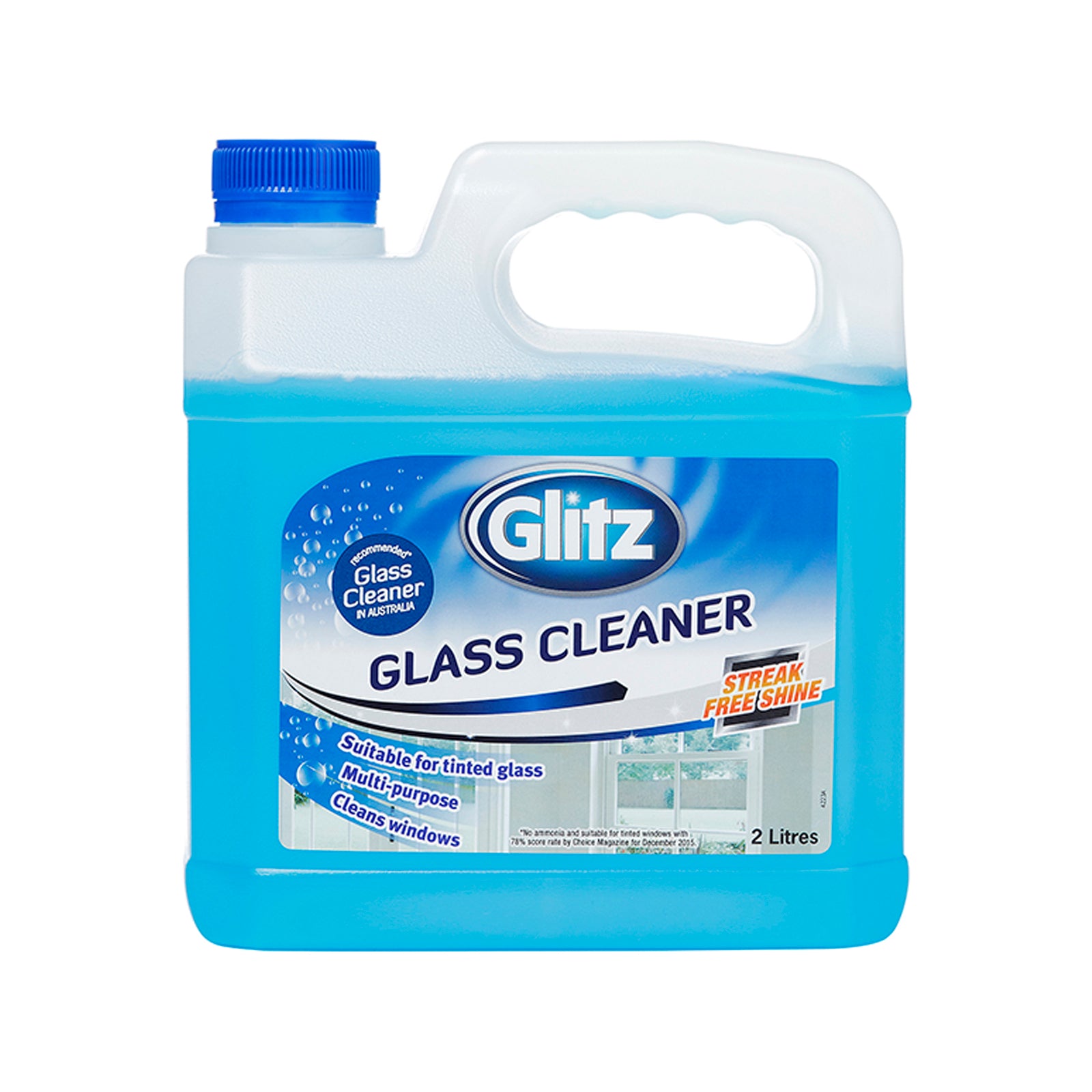 Glitz 2L Glass Cleaner, Ammonia-Free, Streak-Free, HDPE Jerry Can