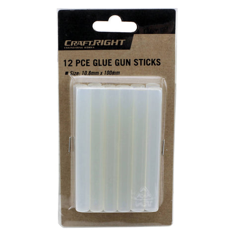 Craftright 10.8 x 100mm Clear Hot Melt Glue Sticks, 12 Pack