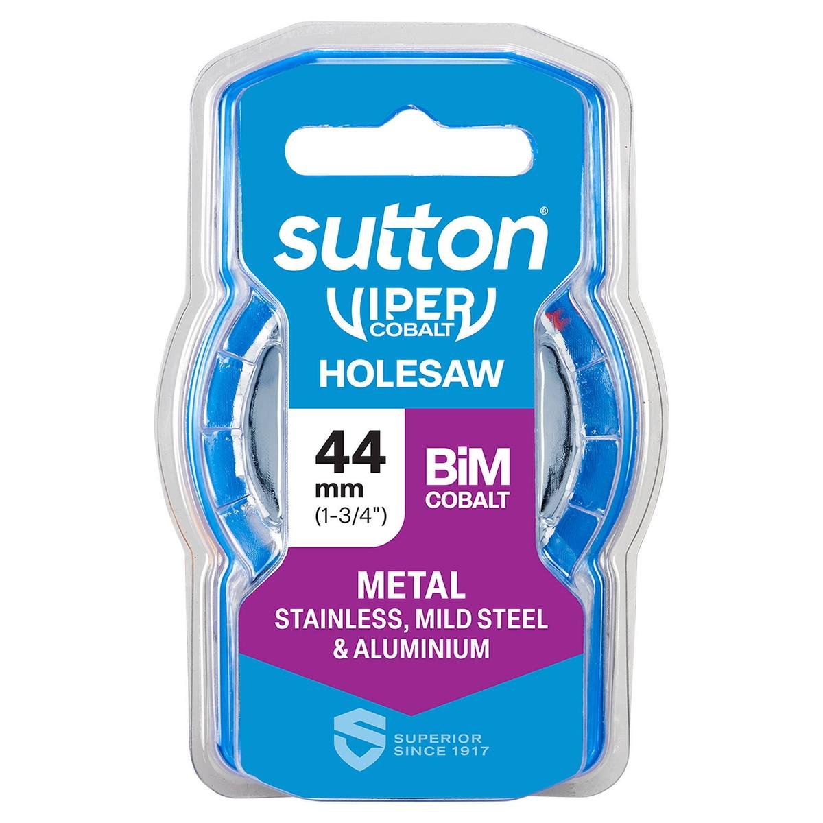 Sutton Tools 44mm Viper Cobalt Bi-Metal Holesaw, 32mm Drilling Depth