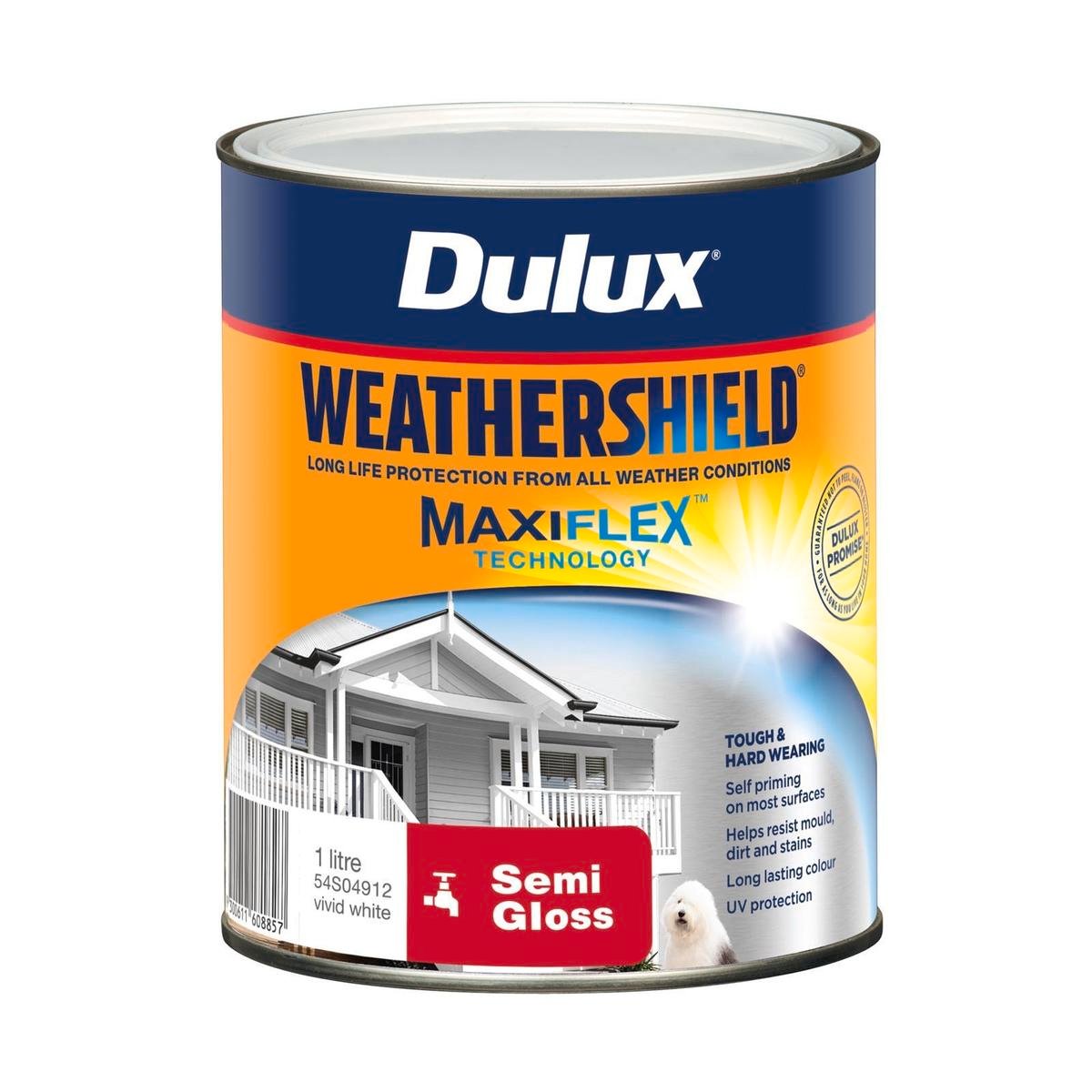 Dulux Weathershield Exterior Paint - 1L - Vivid White - Semi Gloss - SuperSaverAU - view 1