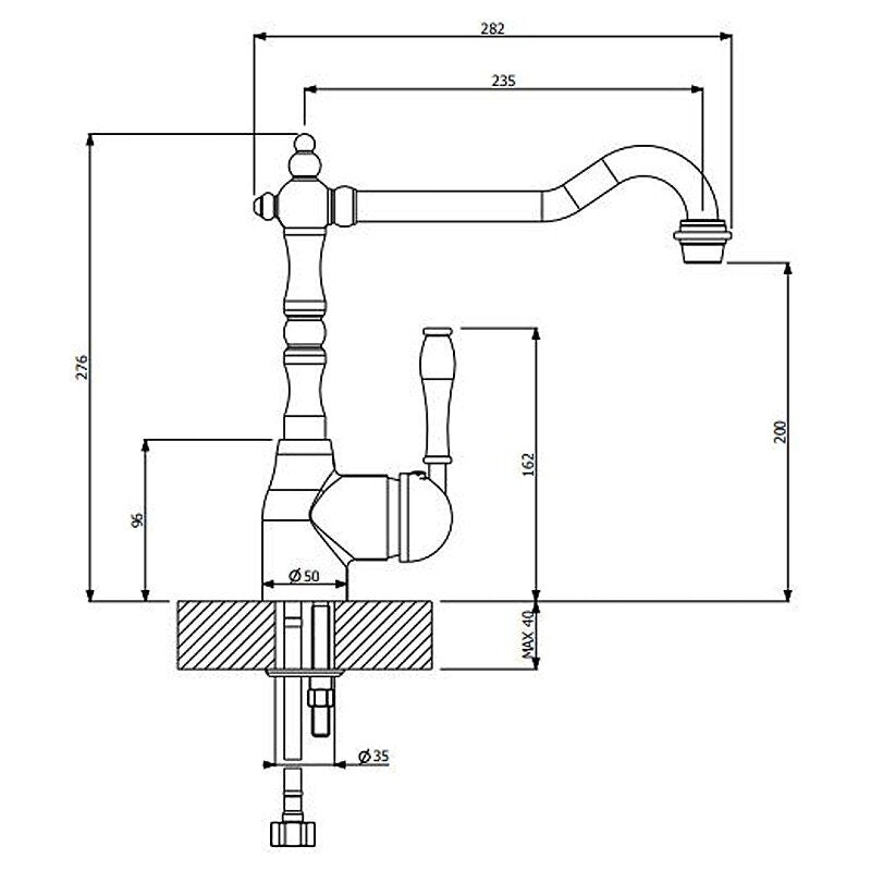 Abey Chambord Clotaire single bowl sink pack - white fireclay - side lever mixer tap - CLOTAIRE-1WT