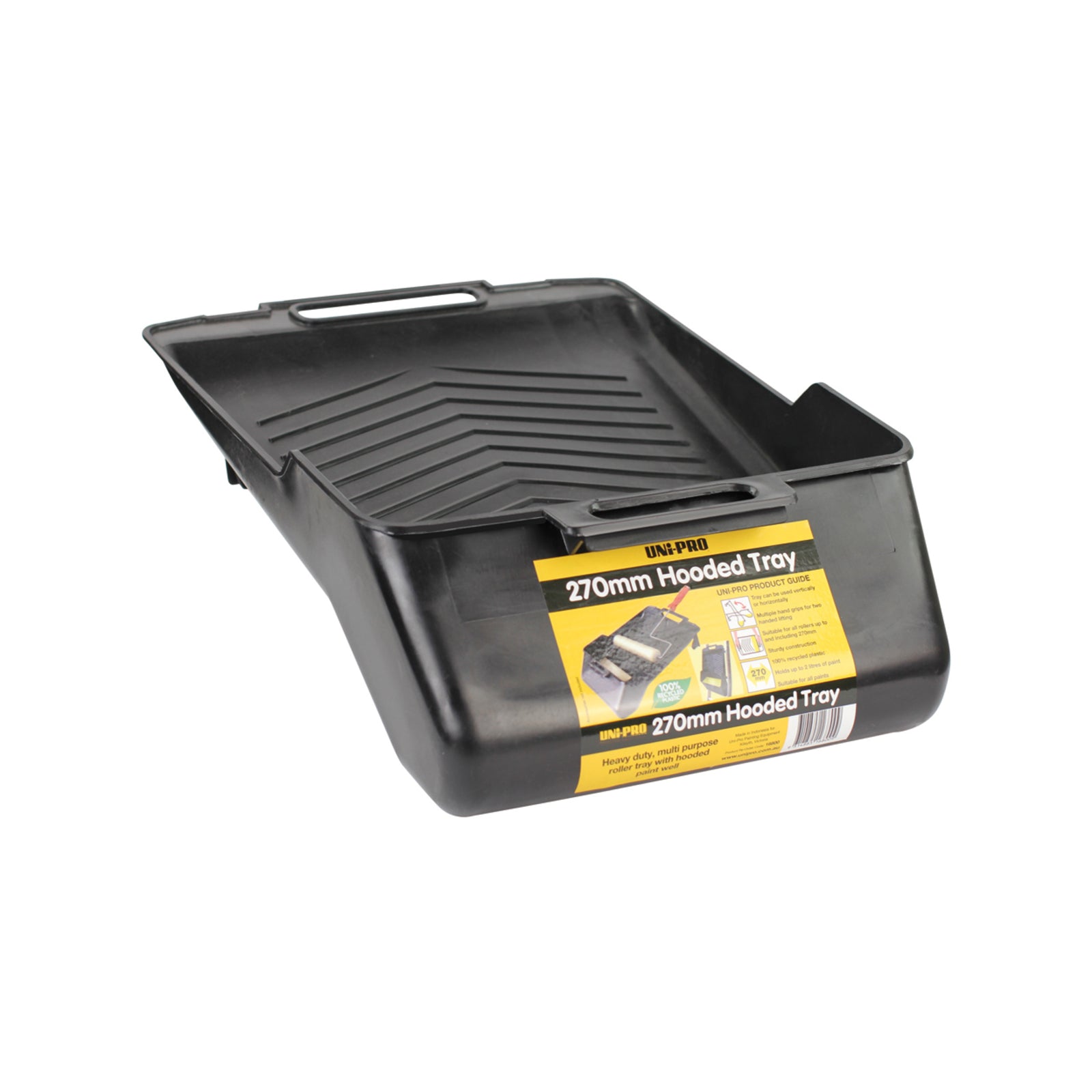 Uni-Pro 270mm Heavy Duty Hooded Paint Tray, Black for Rollers up to 270mm