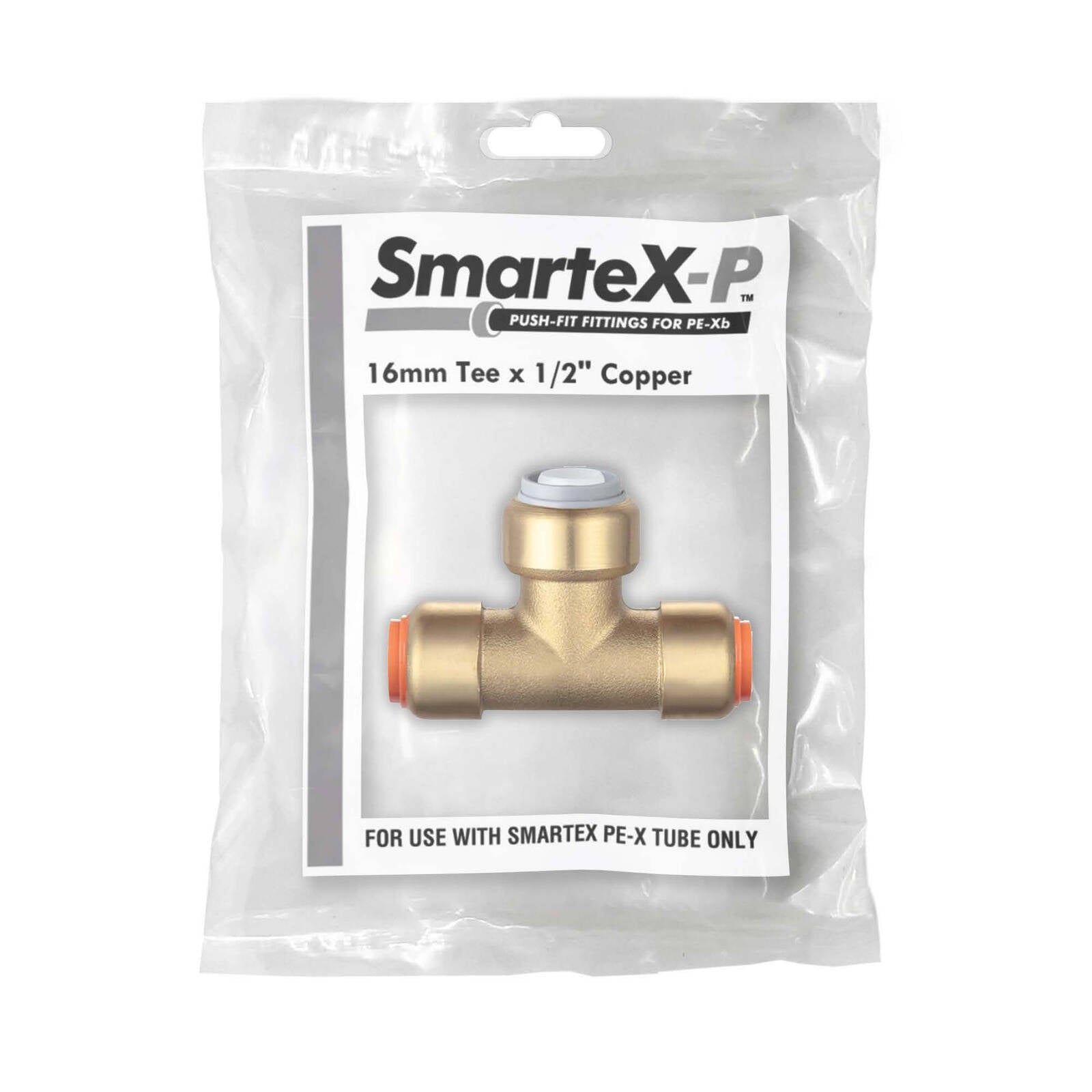 SmarteX-PEX 16 x 15 x 15mm Push-to-Fit Lead Free Brass Conversion Tee