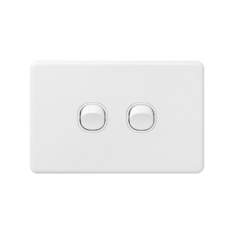 DETA X6 Double Switch 2 Gang White Polycarbonate 10A 240V