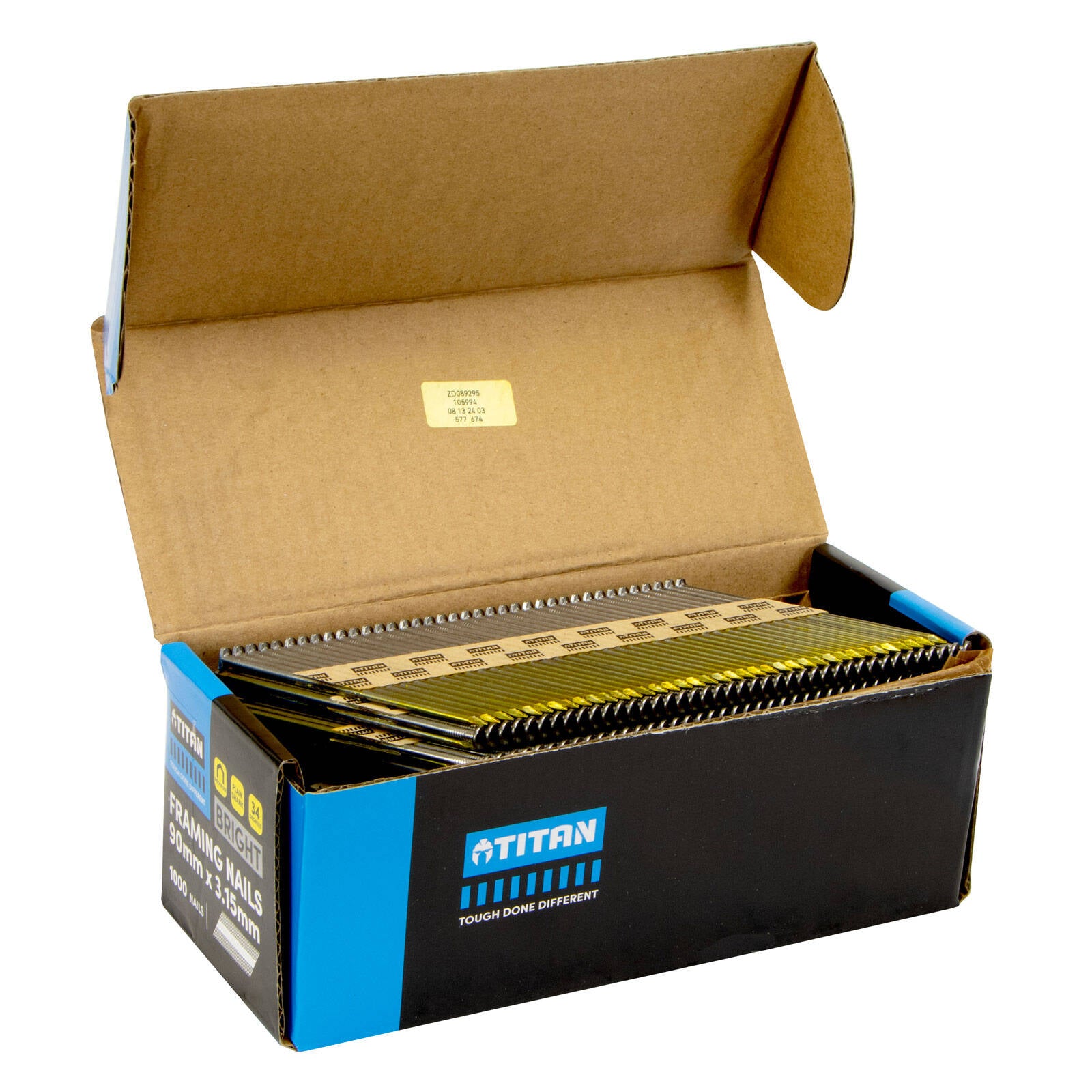 Titan 90 x 3.15mm Bright Steel Collated Framing Nails 1000 Box