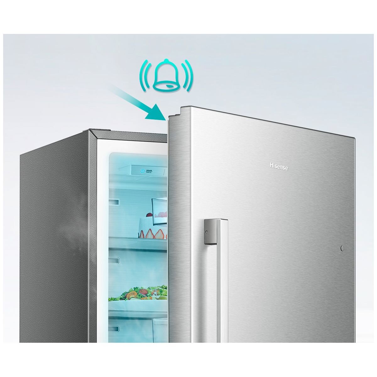 Hisense 384L Single Door Hybrid Fridge Freezer - Brushed Steel - Total No Frost, Super Cool - HRVF384S