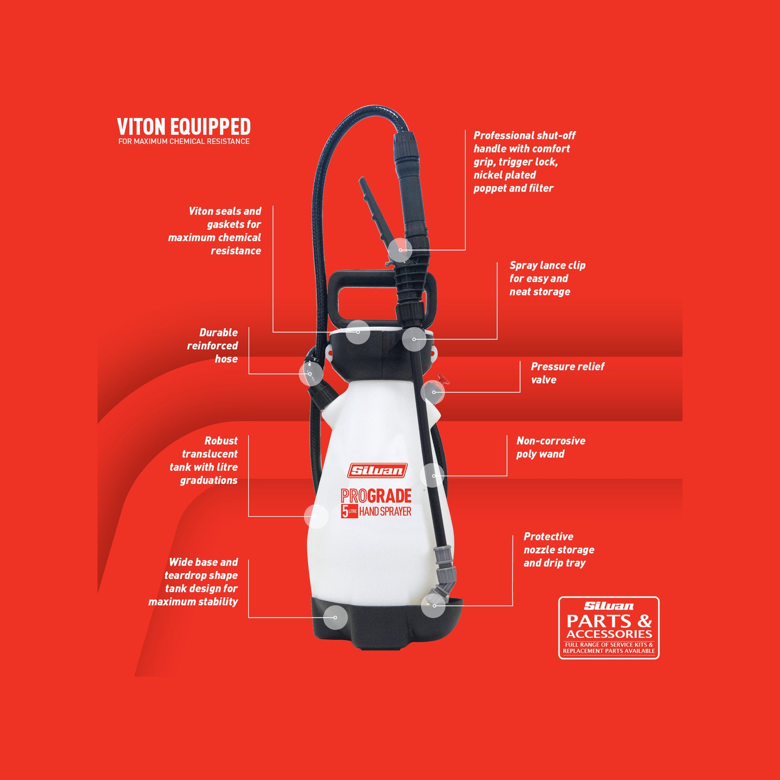 Silvan ProGrade 5L Hand Sprayer 300kPa Adjustable Spray Tip