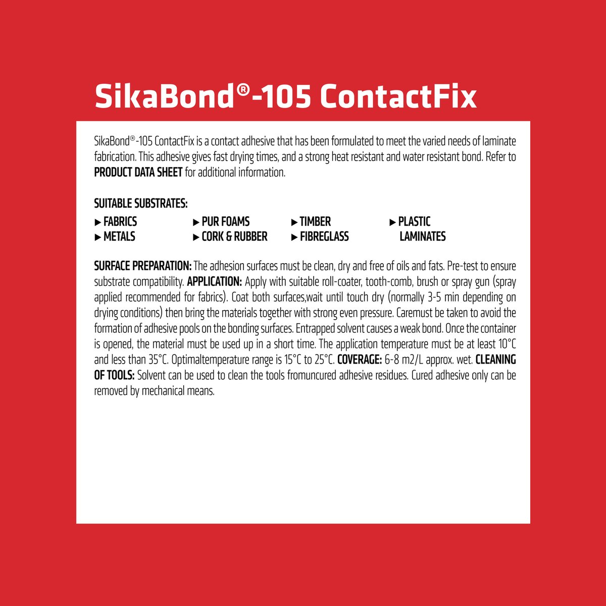 Sika 4L ContactFix 105 Premium Sprayable Contact Adhesive for Laminates & Timber