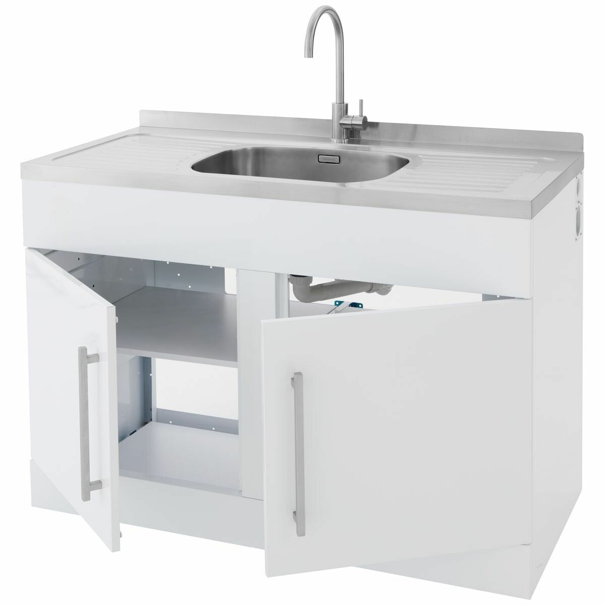 Robinhood laundry tub with cabinet - Double drainer, gooseneck spout, 5 star WELS rating - ST1200