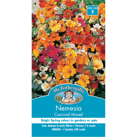 Mr Fothergill Nemesia Carnival Mixed Flower Seed 75mm Half Hardy Annual - SuperSaverAU - view 1