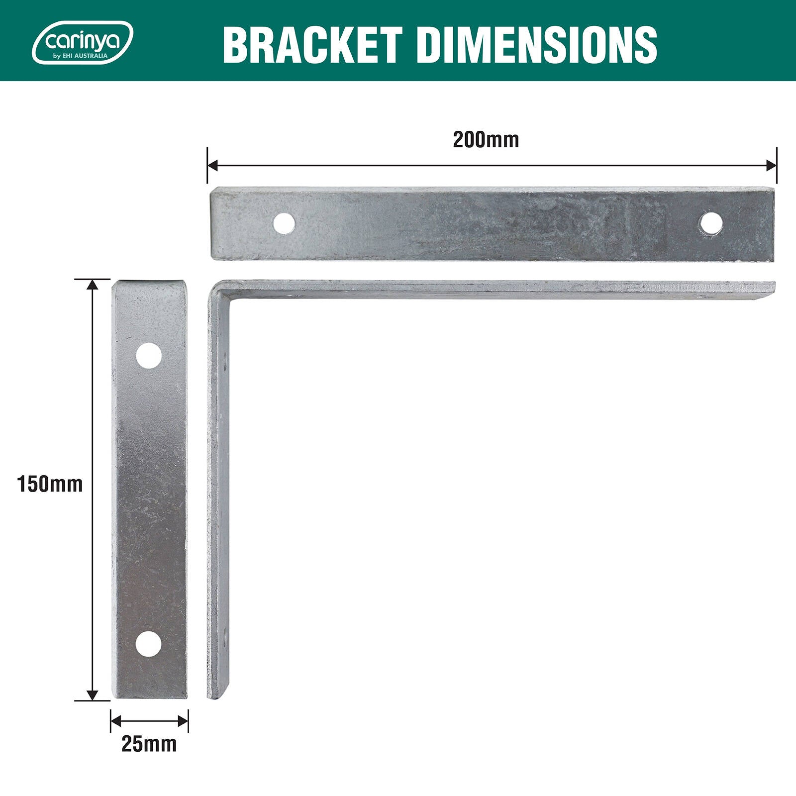 Carinya 200 x 150mm Heavy Duty Hot Dipped Galvanised Angle Bracket