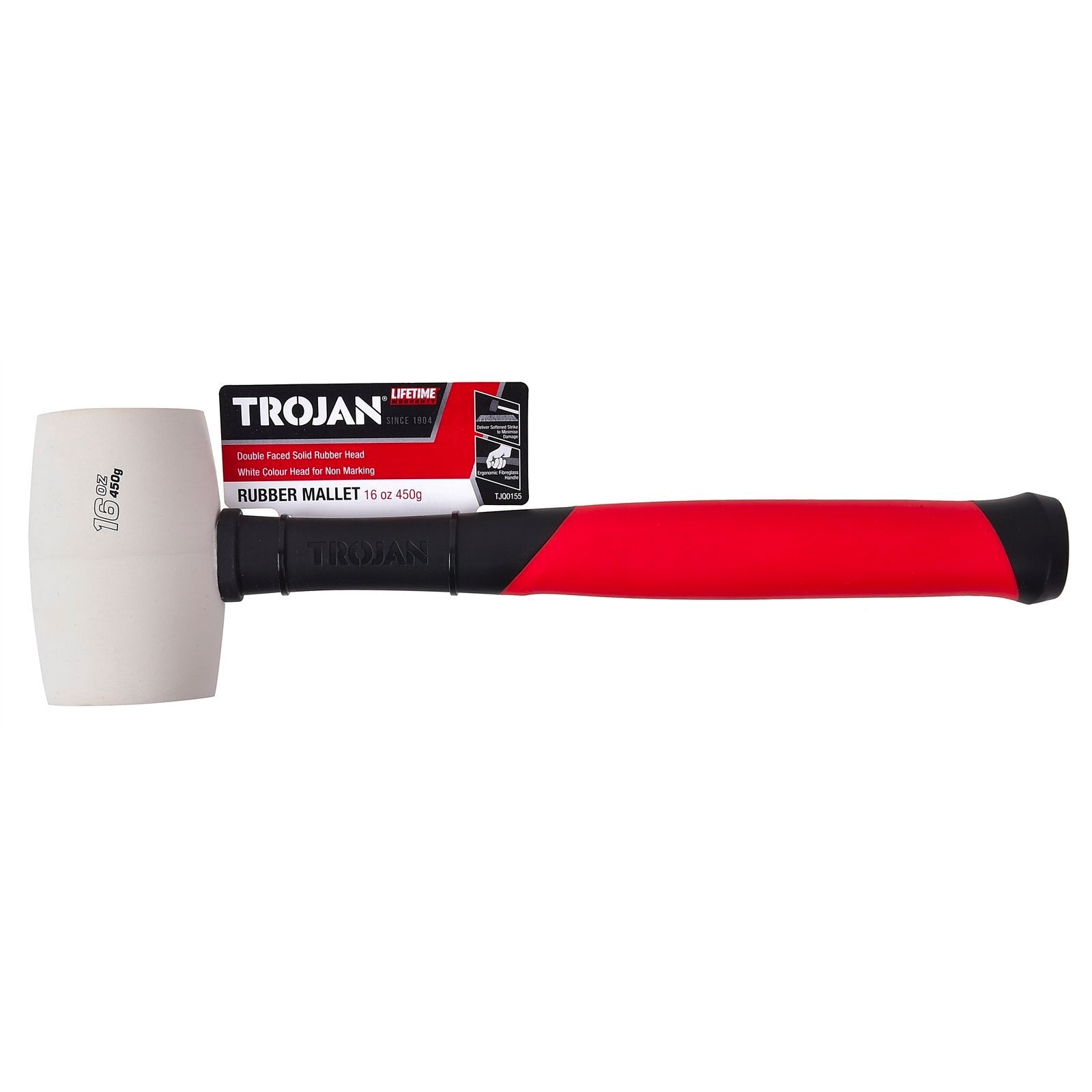 Trojan 16oz (450g) Fibreglass Rubber Mallet, White