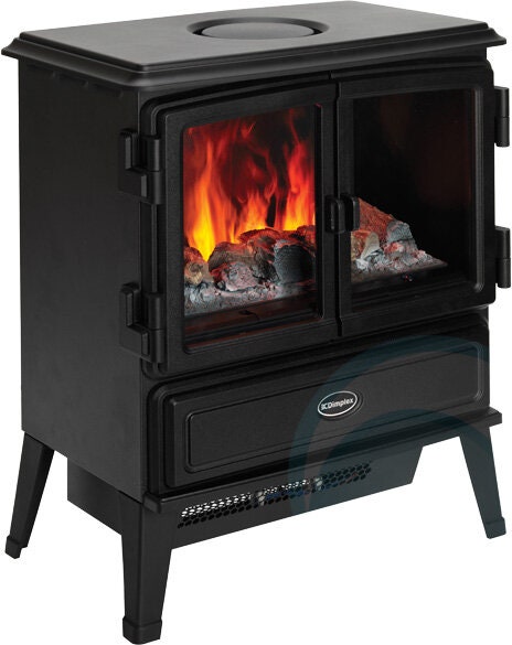 Dimplex 2000W Electric Stove Fire - Matte Black, Optimyst Flame and Smoke Effect, Thermostat - OAKHURST