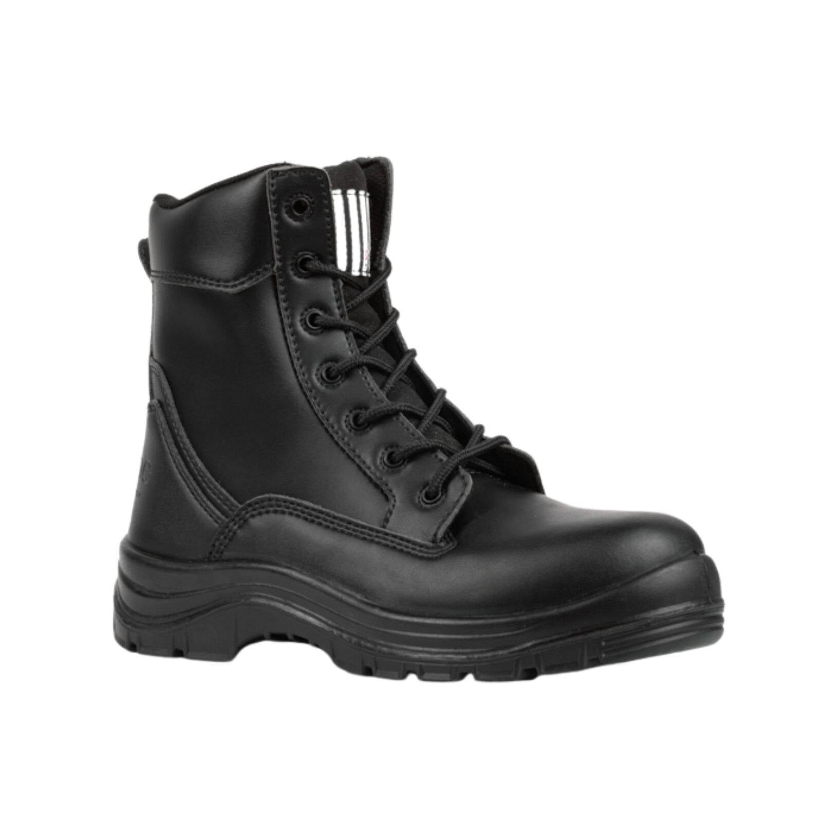 she wear Considers Womens Vegan Safety Work Boots Size 10 Black Microfibre Composite Toe Water Resistant