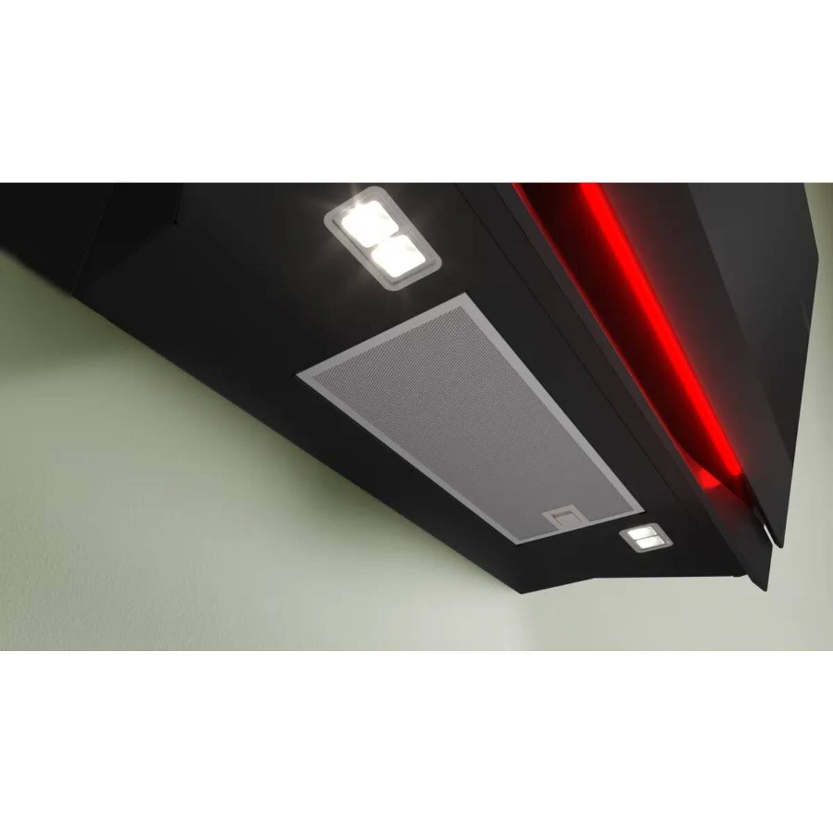 Bosch Series 8 90cm canopy rangehood - Black glass - 1007m³/h, Home Connect, 5 fan speeds - DWK91LT65