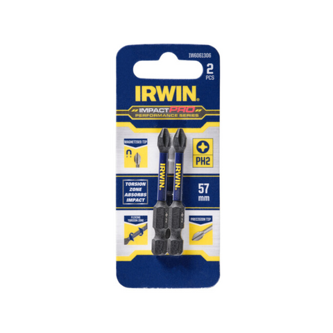 Irwin 57mm Impact Pro Performance PH2 Phillips Driver Bits 2 Pack