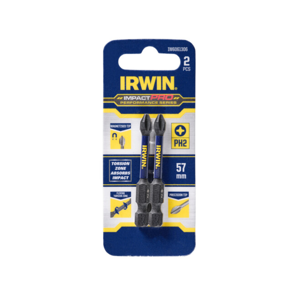Irwin 57mm Impact Pro Performance PH2 Phillips Driver Bits 2 Pack