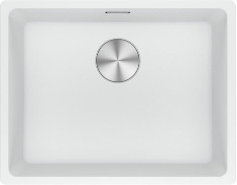 Franke Maris Single Bowl Flush Mount Sink - Polar White Fragranite, Hidden Overflow - MRG210-52PW-B