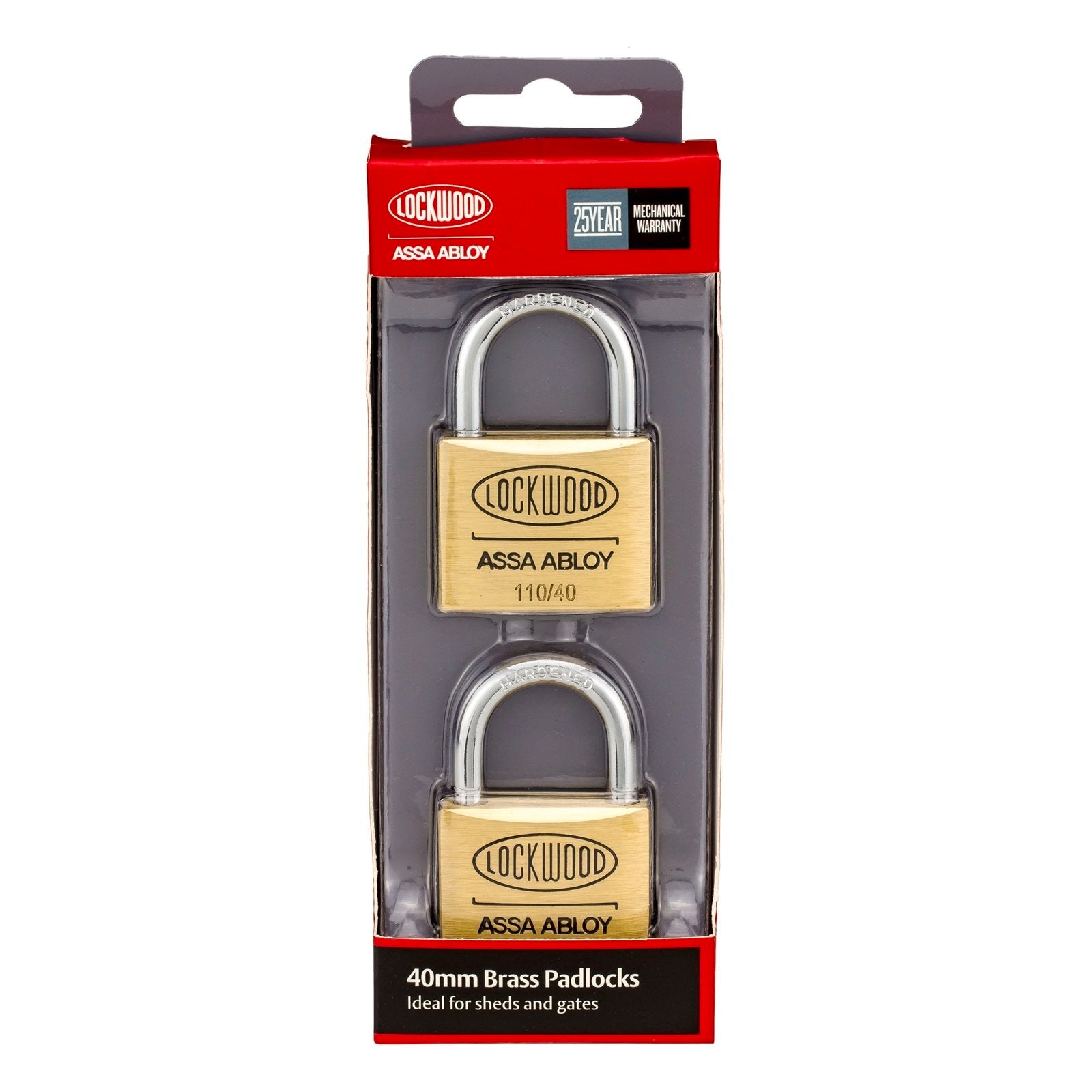 Lockwood 40mm Solid Brass 110 Series Padlock Keyed Lock