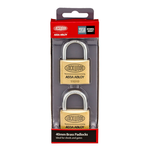 Lockwood 40mm Solid Brass 110 Series Padlock Keyed Lock