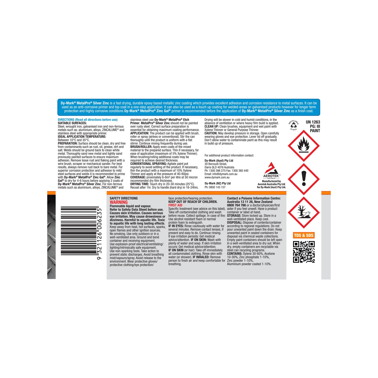 Dy-Mark MetalPro Silver Zinc Metal Paint 500ml